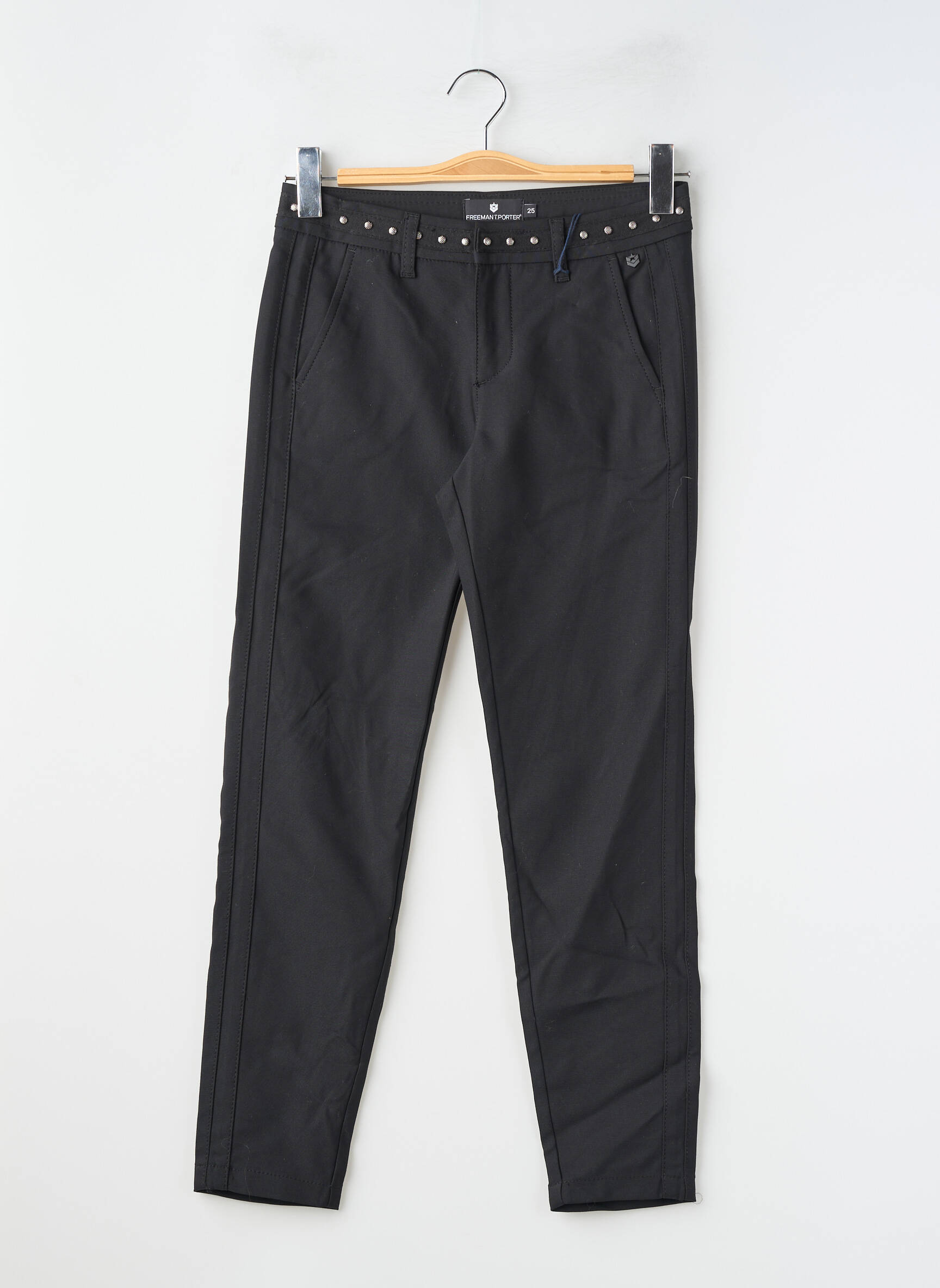 Pantalon chino tissage popeline taille normale noir FREEMAN T.PORTER femme