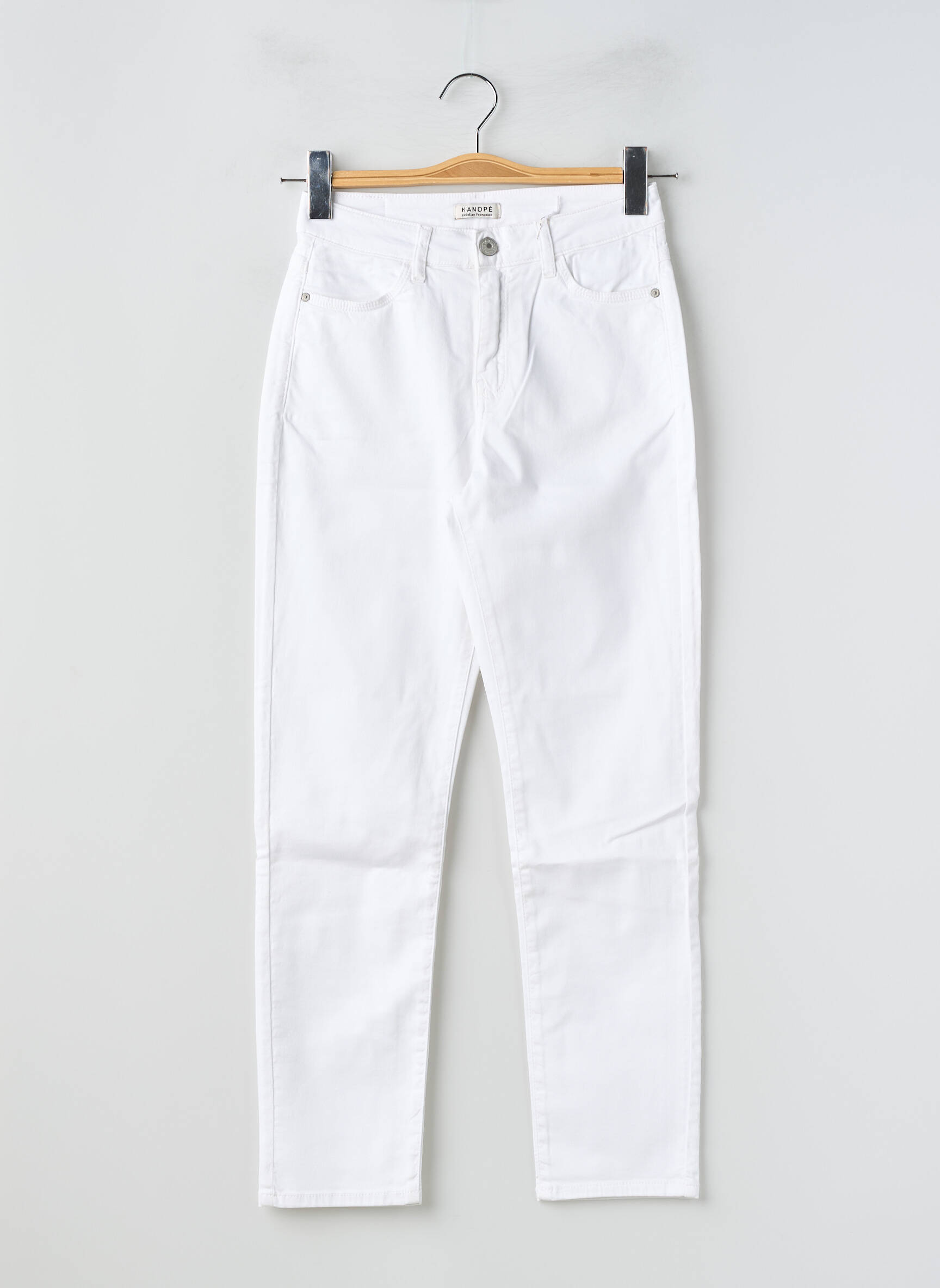 Pantalon slim taille haute taille haute blanc KANOPE femme