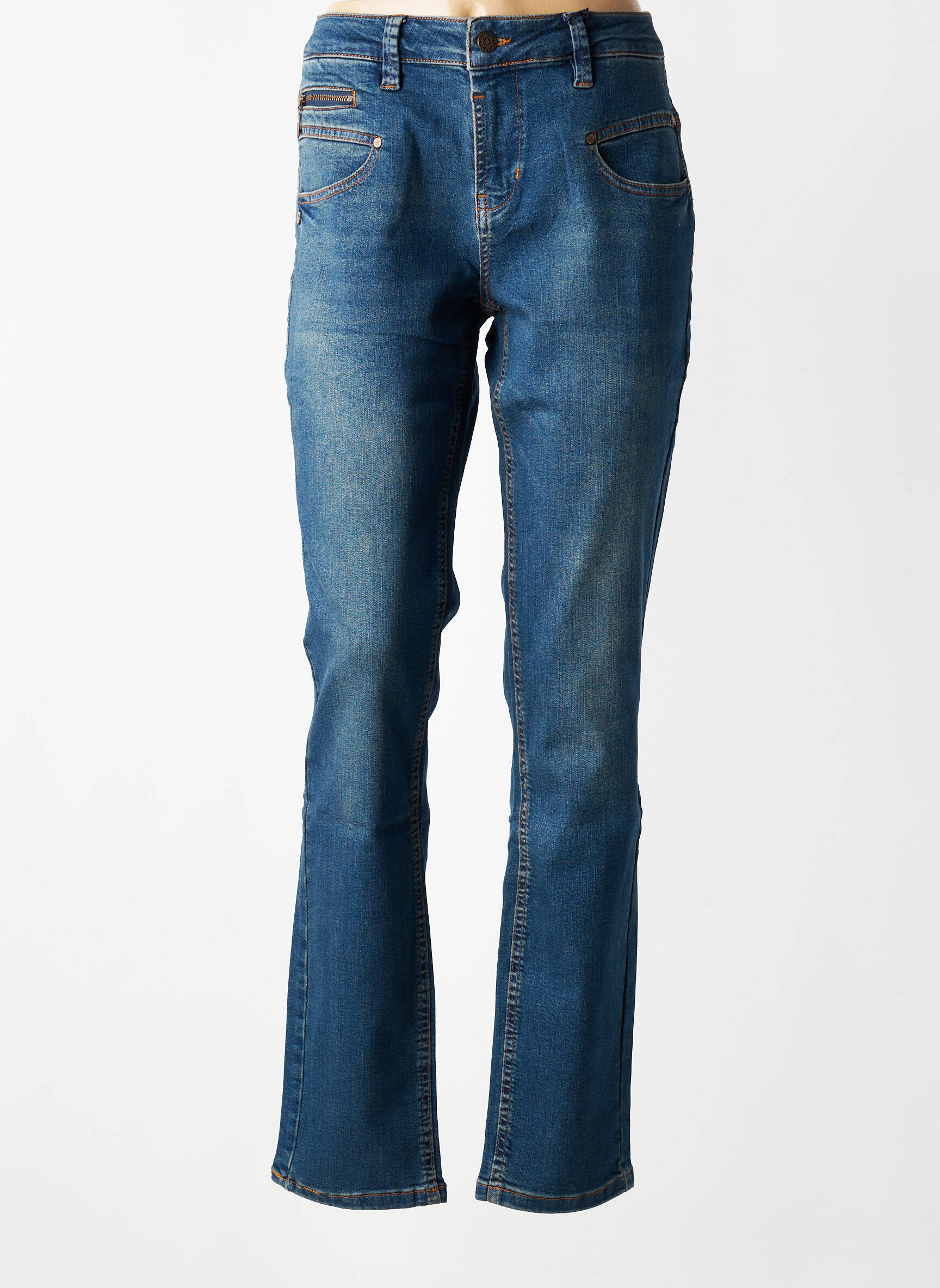 Jeans coupe slim stretch taille normale bleu FREEMAN T.PORTER femme