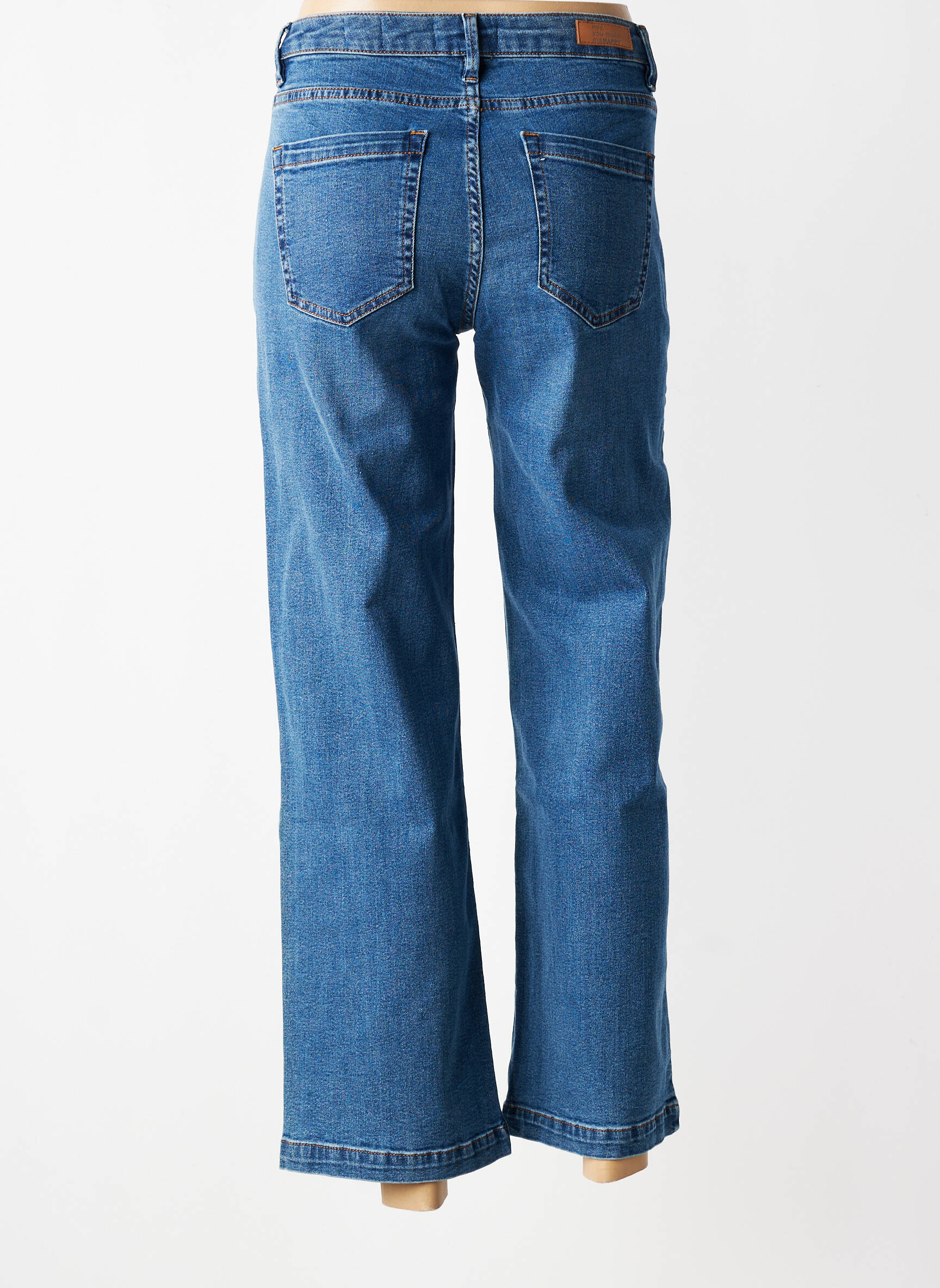 Jeans coupe droite taille haute taille haute bleu fonce HAPPY femme