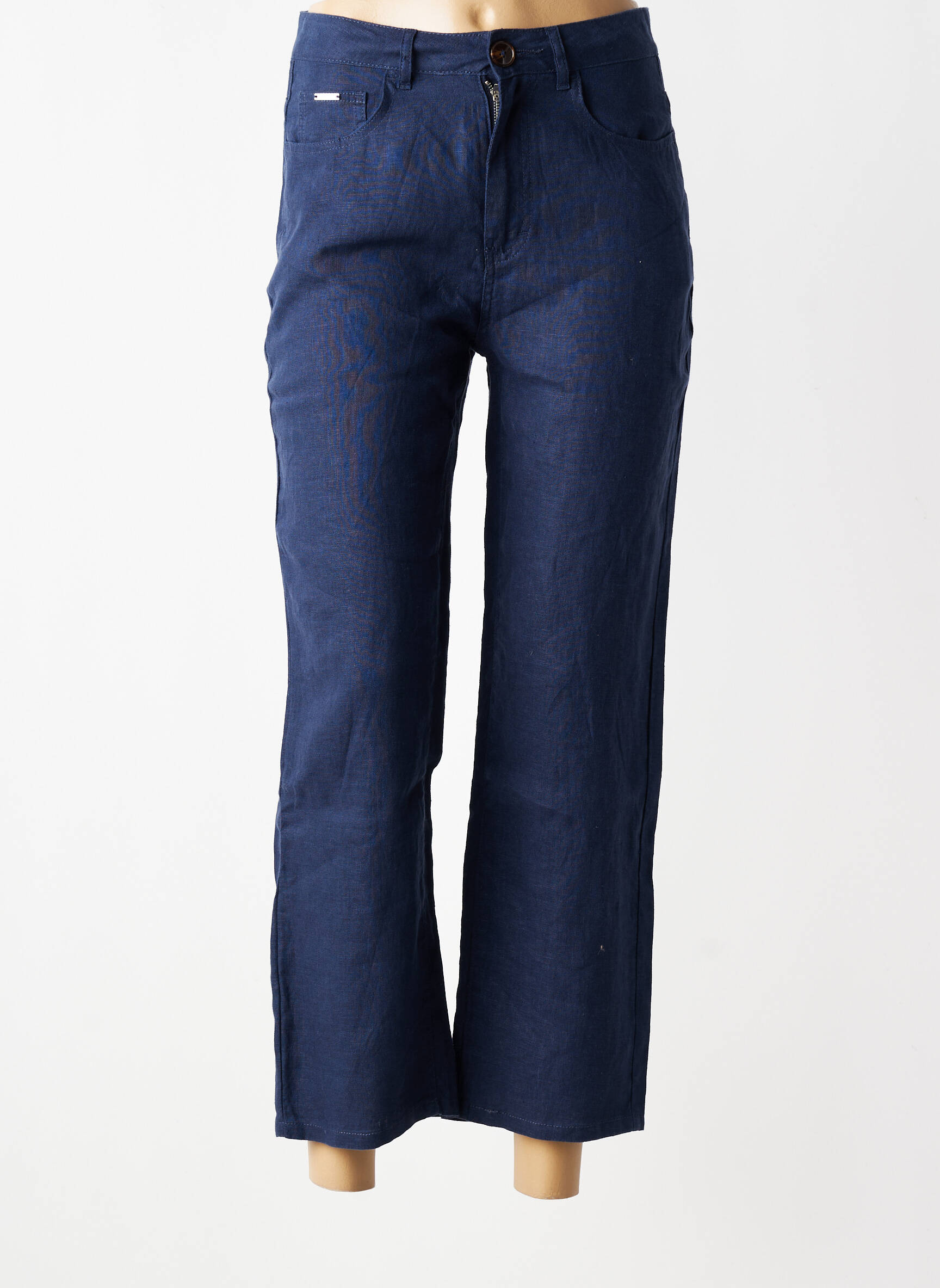 Pantalon 7/8 taille haute taille haute bleu VAN-DOS femme