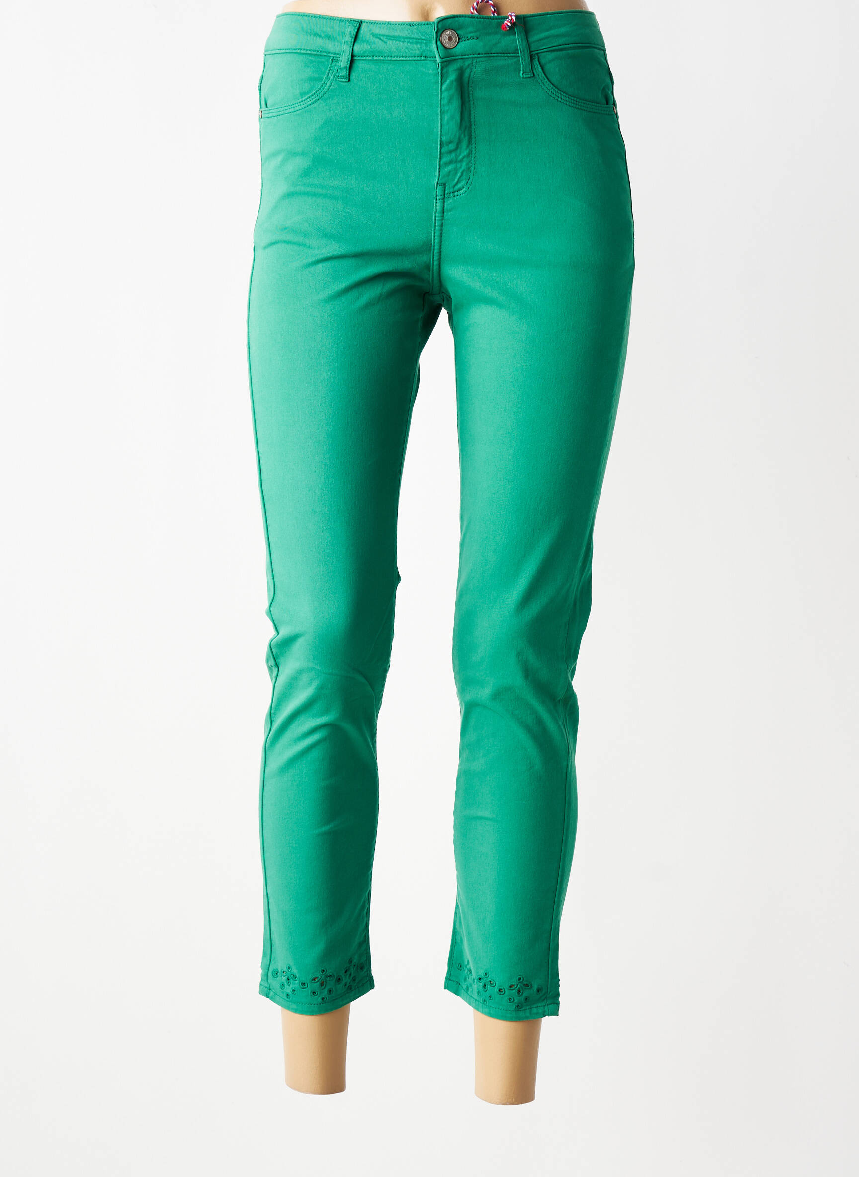 Jeans coupe slim stretch taille normale vert KANOPE femme
