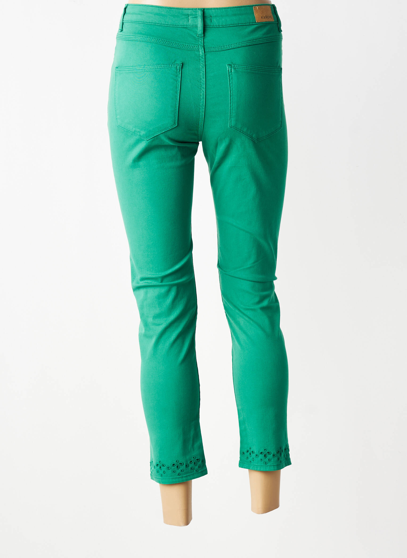 Jeans coupe slim stretch taille normale vert KANOPE femme