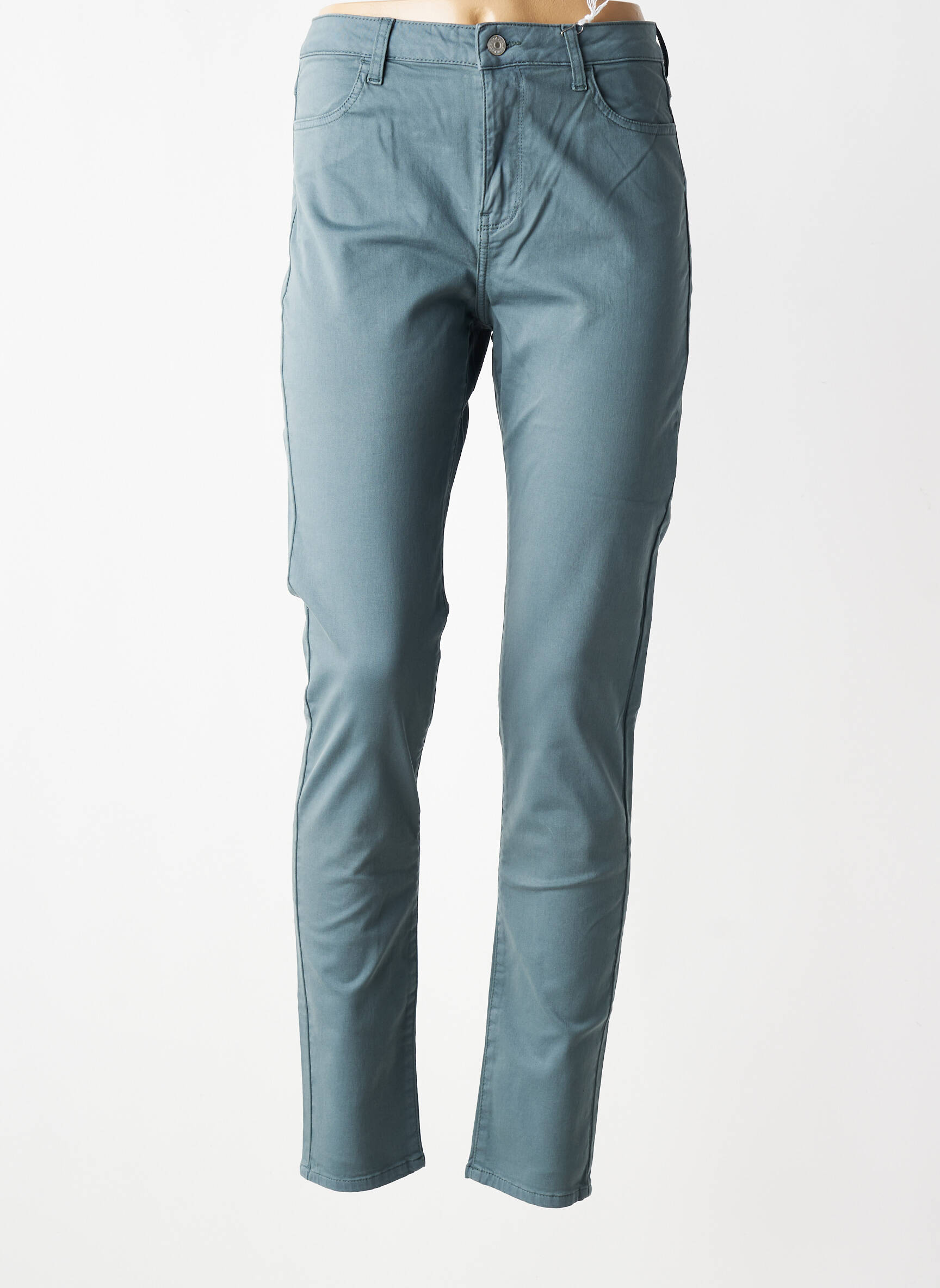 Pantalon slim tissage popeline taille normale gris KANOPE femme