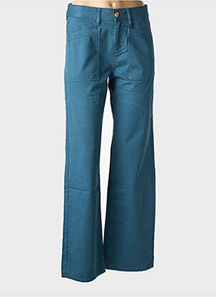 Pantalon droit tissage popeline taille normale bleu HAPPY femme