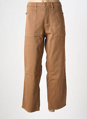 Pantalon large fermeture zippée sous rabat boutonné taille normale marron HAPPY femme