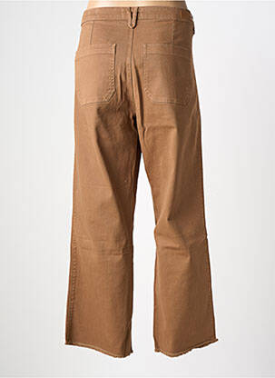 Pantalon large fermeture zippée sous rabat boutonné taille normale marron HAPPY femme
