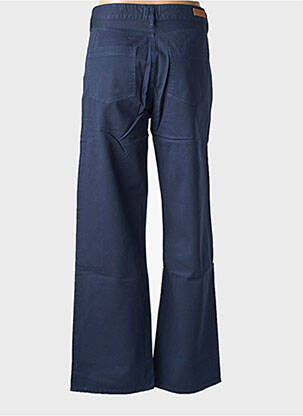 Pantalon large fermeture zippée sous rabat boutonné taille haute bleu HAPPY femme