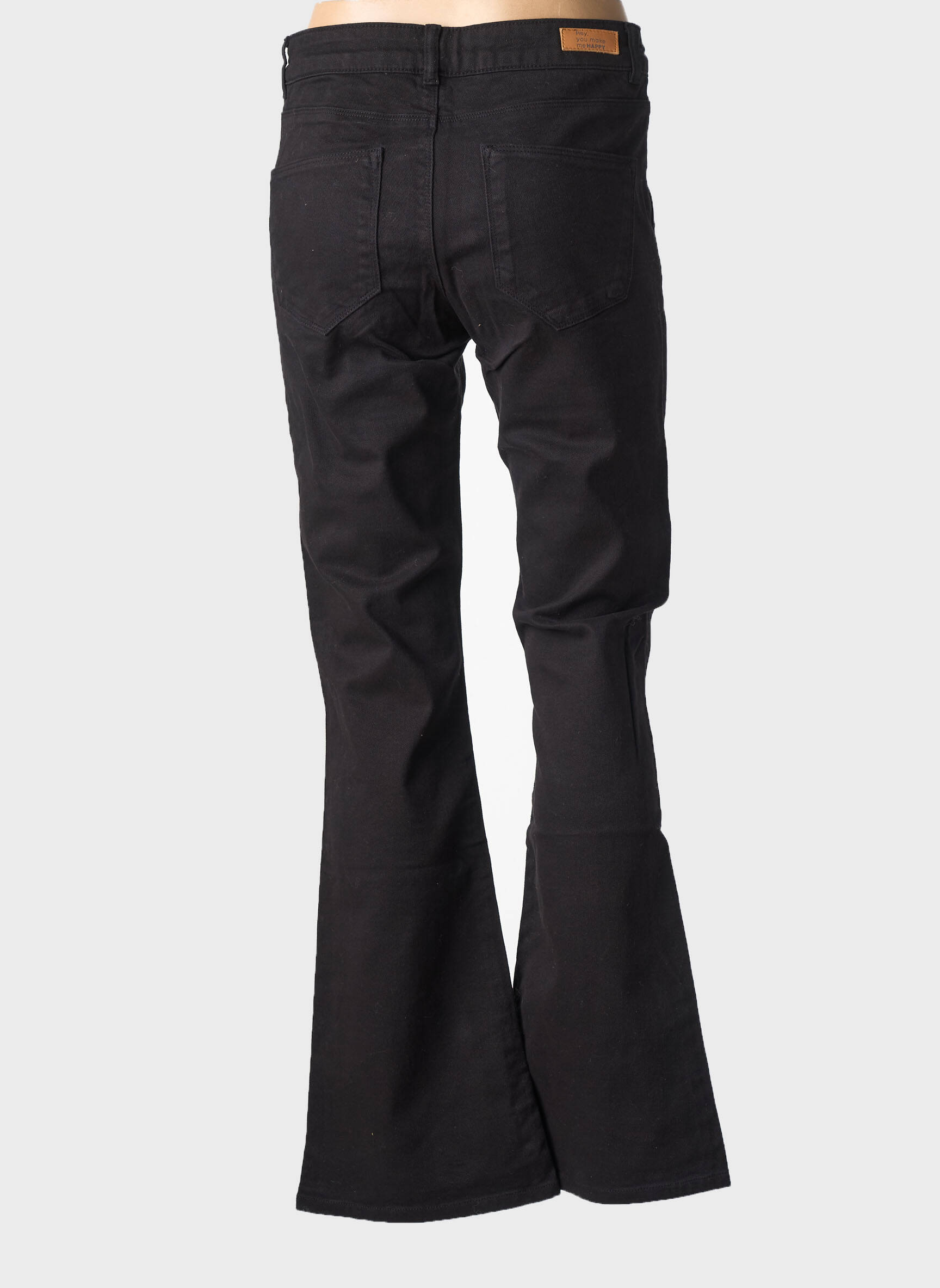 Pantalon flare stretch taille normale noir HAPPY femme