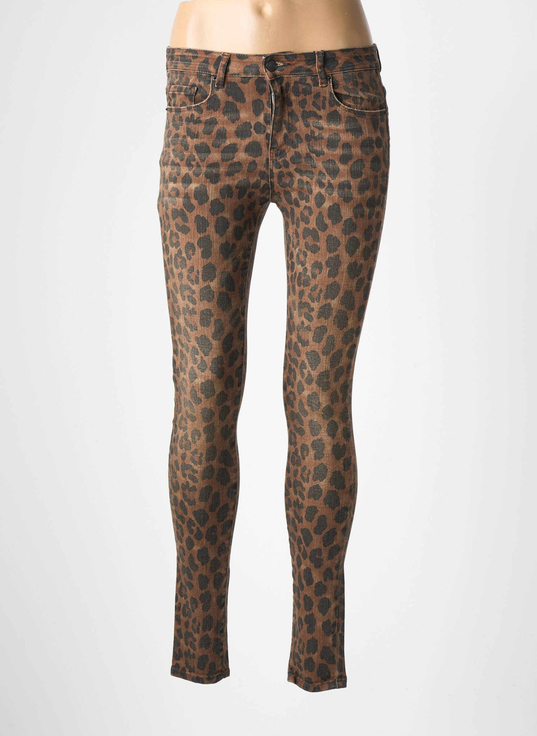Jeans skinny stretch taille basse marron CIMARRON femme