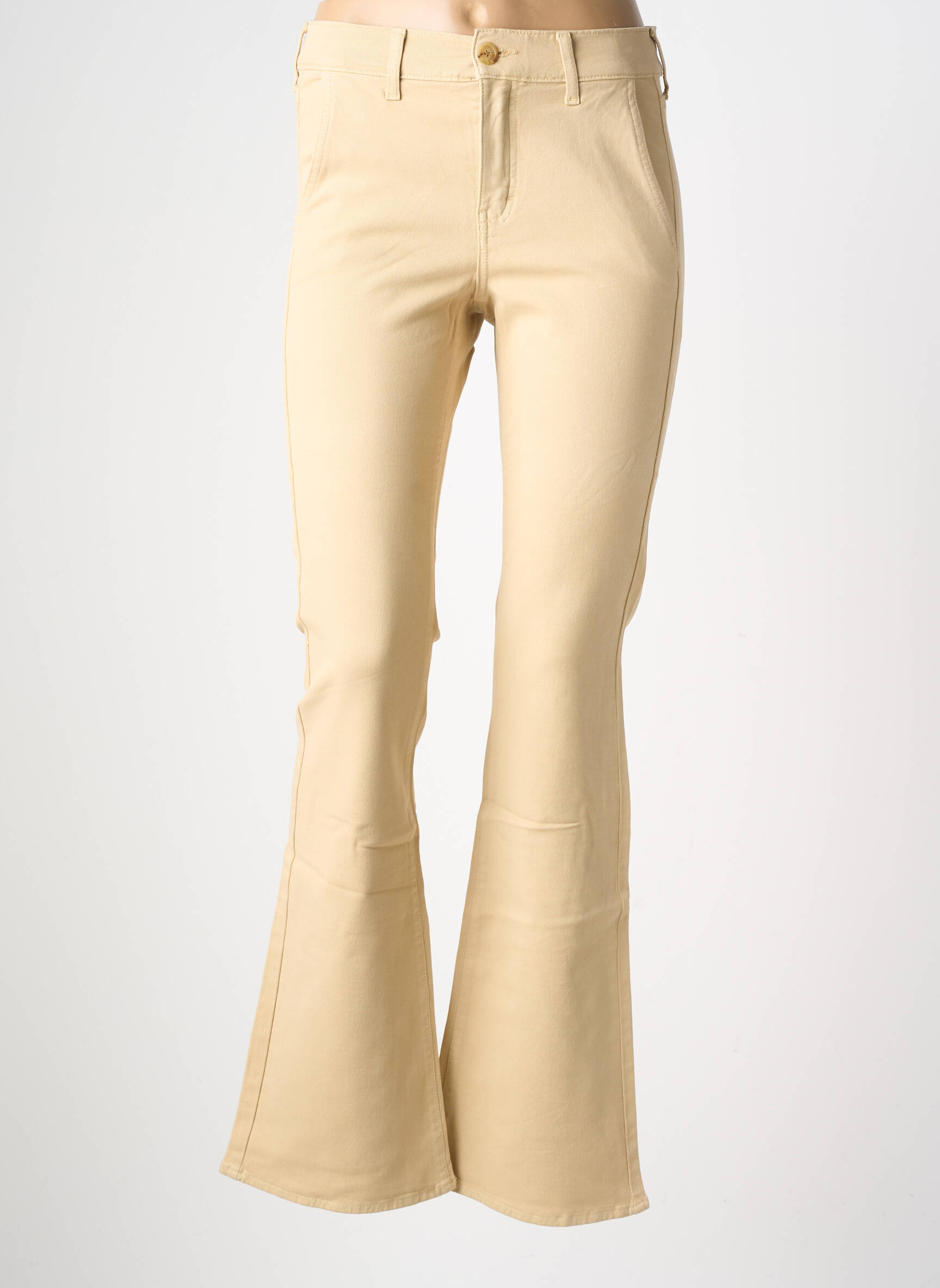 Pantalon flare stretch taille normale beige HAPPY femme