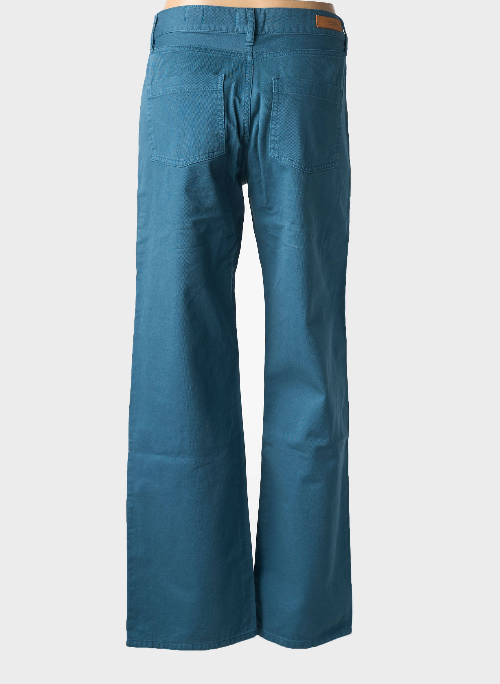 Pantalon droit tissage popeline taille normale bleu HAPPY femme