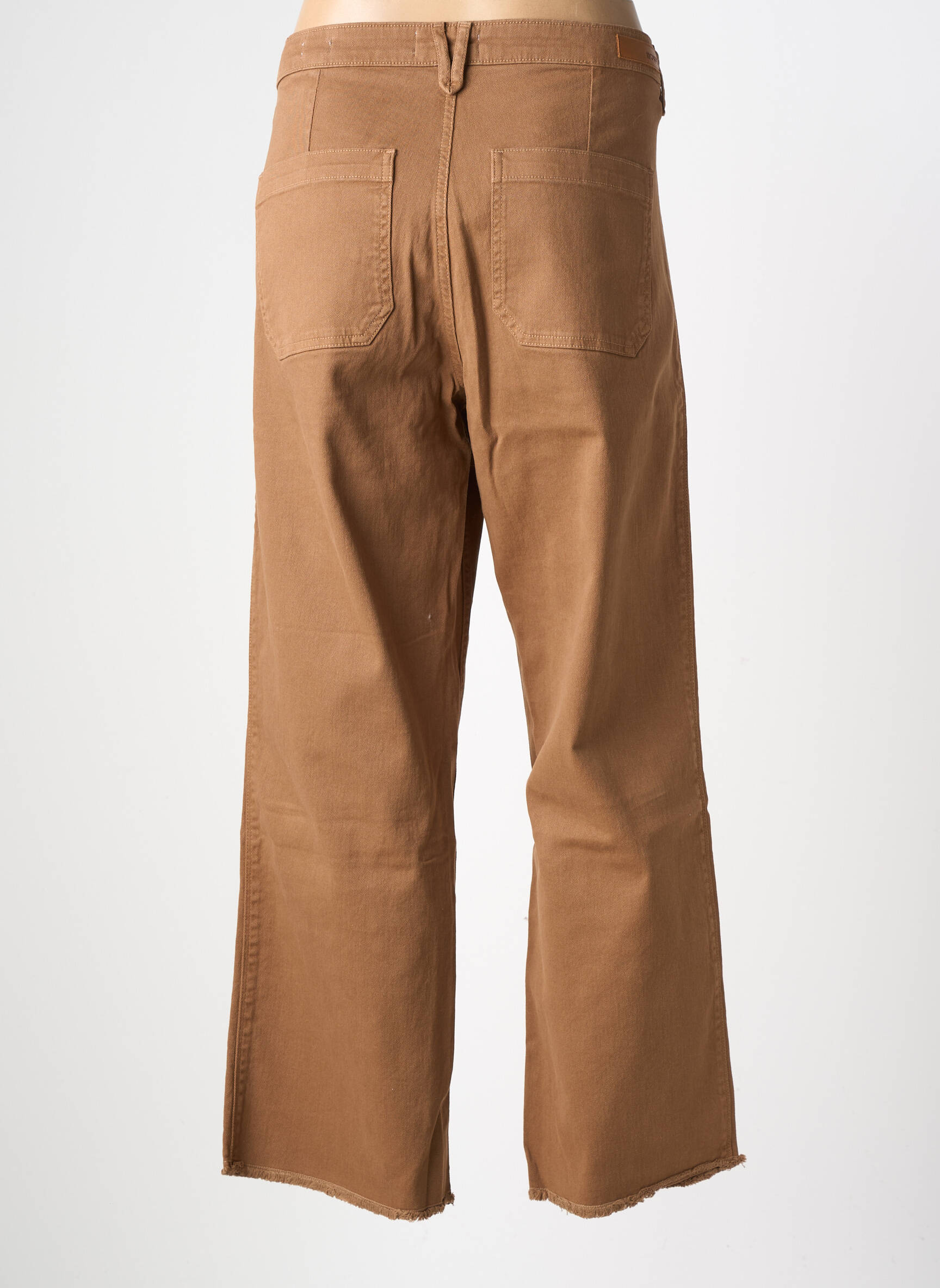Pantalon large fermeture zippée sous rabat boutonné taille normale marron HAPPY femme