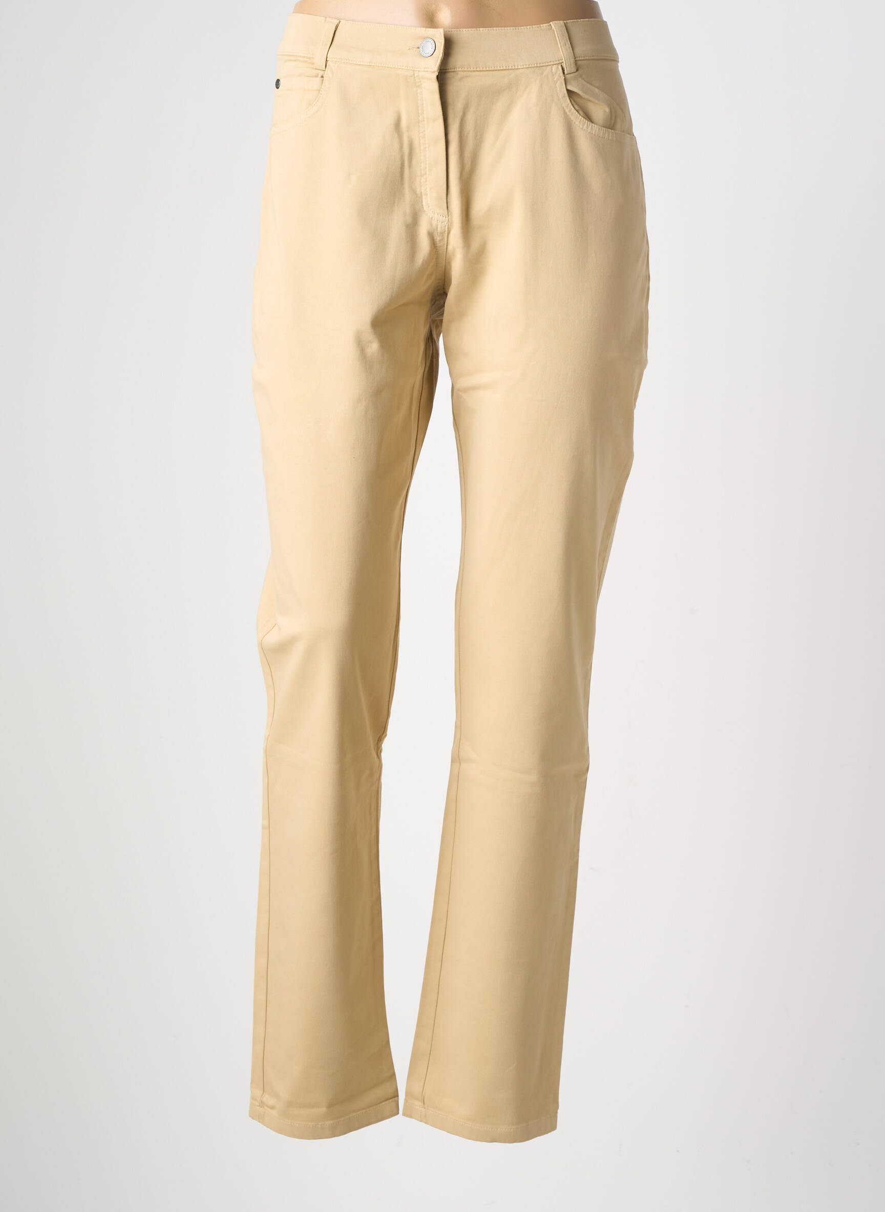 Pantalon slim tissage popeline taille normale beige QUATTRO femme