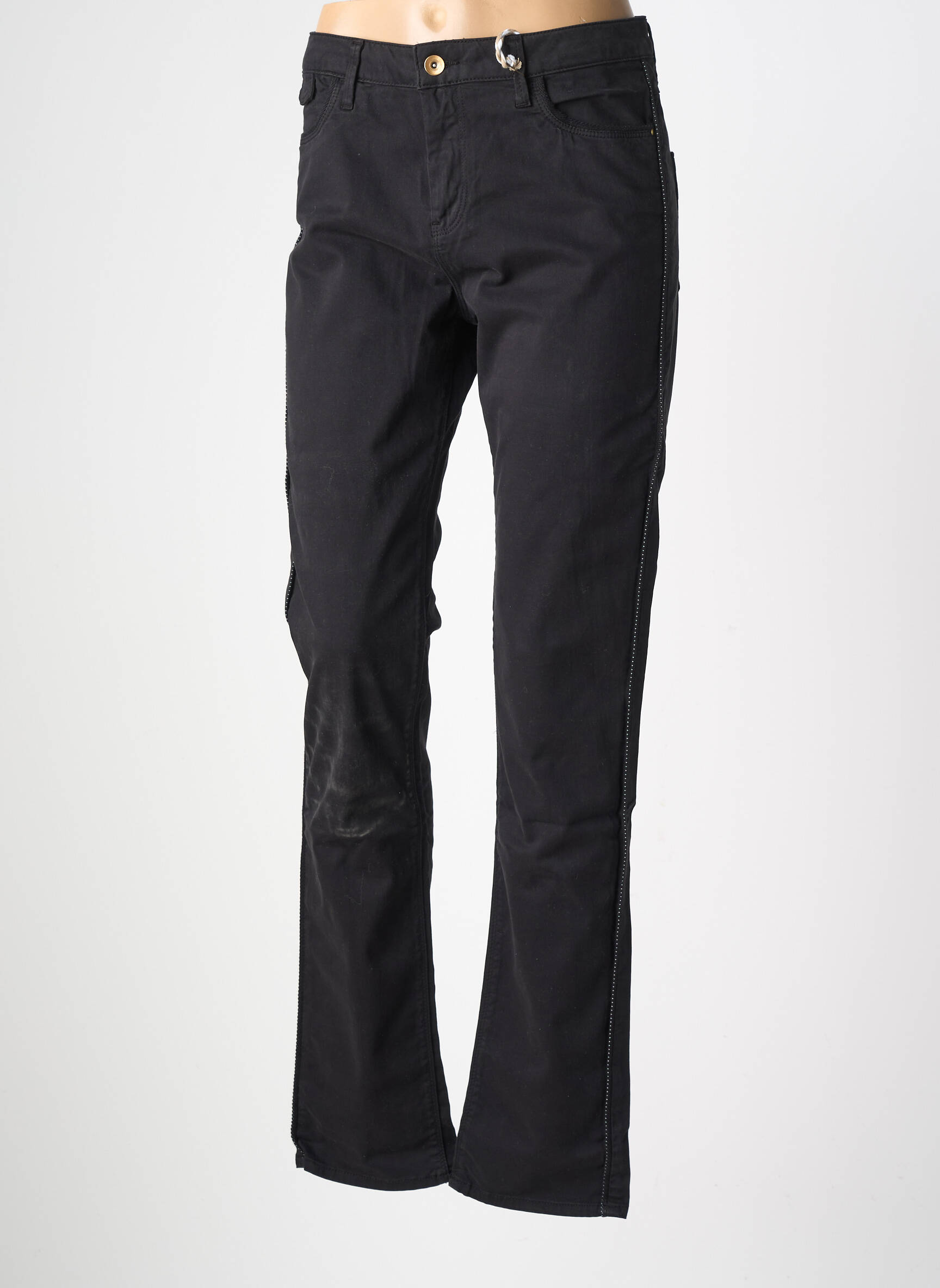 Pantalon droit stretch taille normale noir KANOPE femme