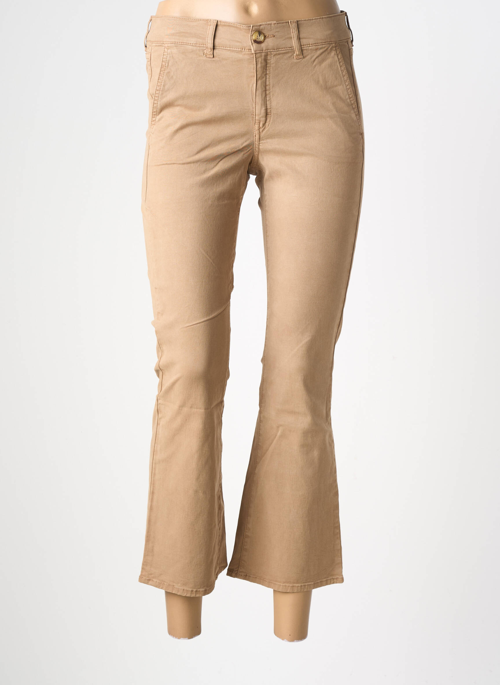 Pantalon 7/8 stretch taille normale marron HAPPY femme