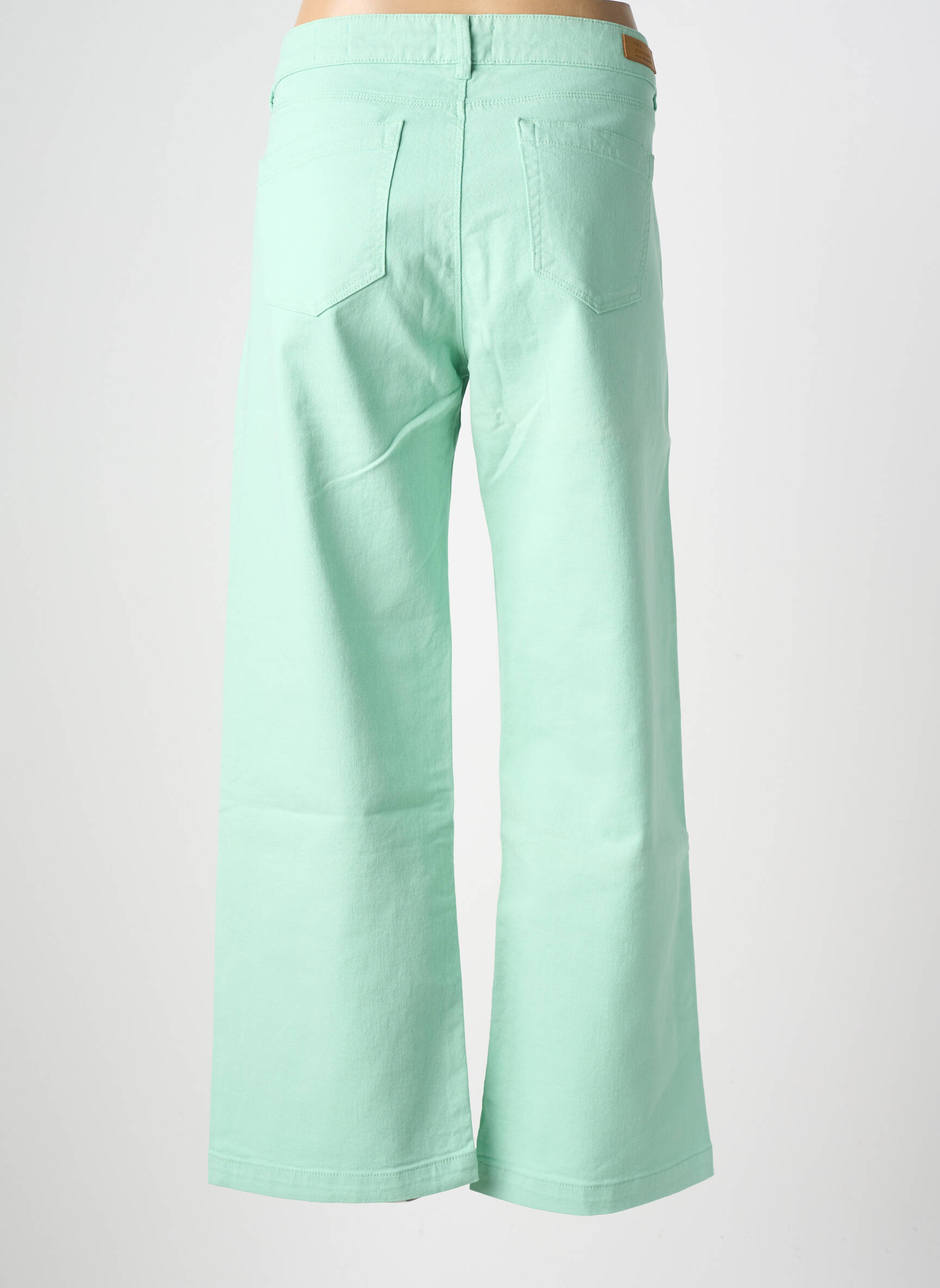 Pantalon large fermeture zippée sous rabat boutonné taille normale vert HAPPY femme