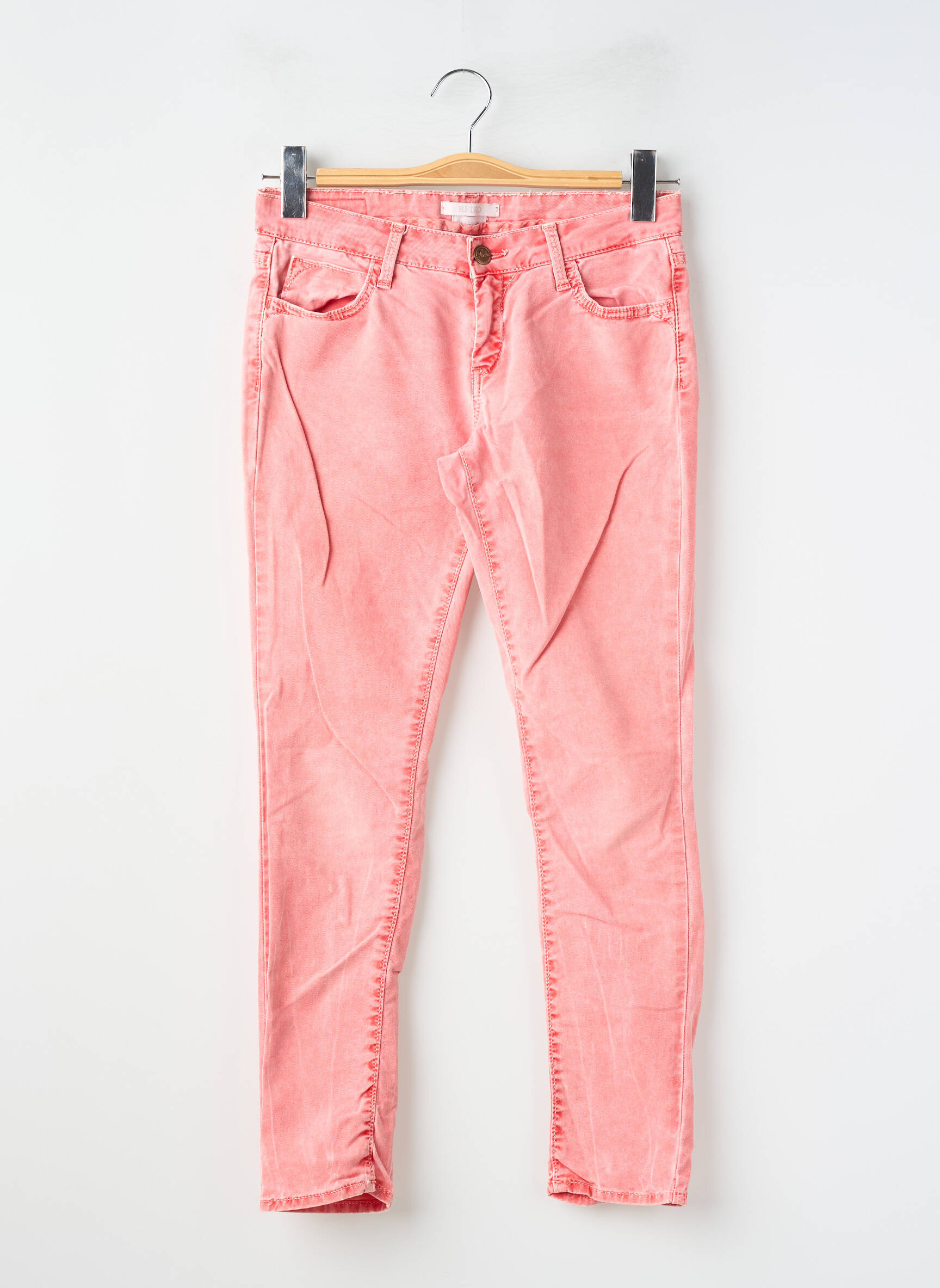 Jeans coupe slim stretch taille normale rouge REIKO femme
