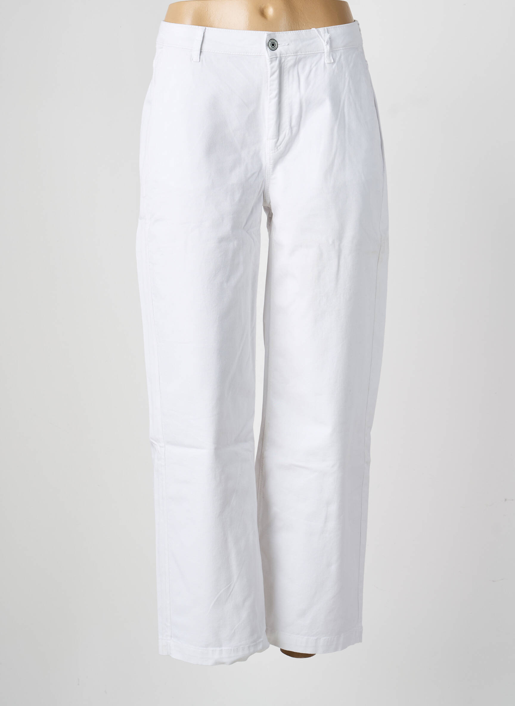 Pantalon droit stretch taille normale blanc HAPPY femme