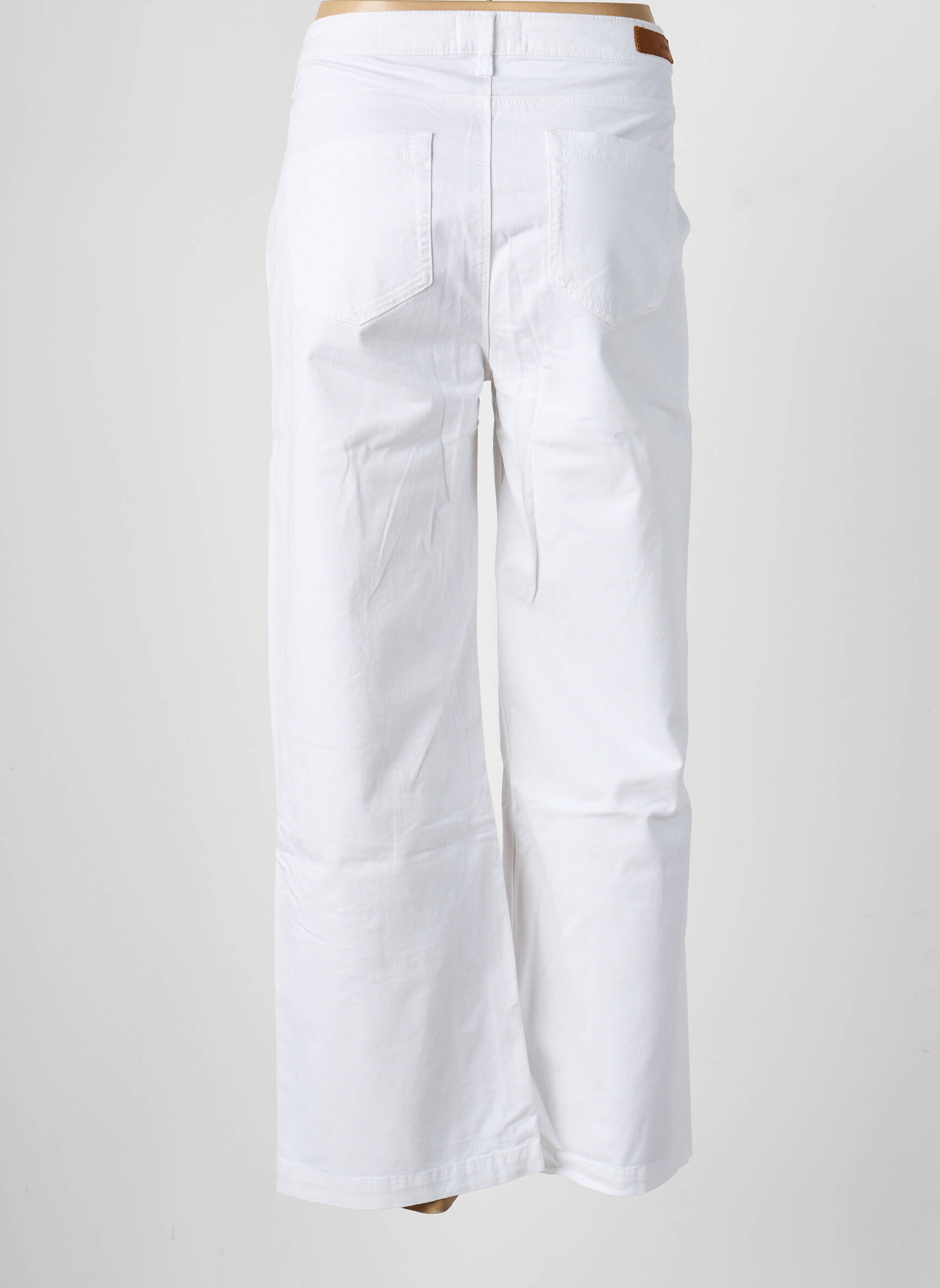 Pantalon droit stretch taille normale blanc HAPPY femme