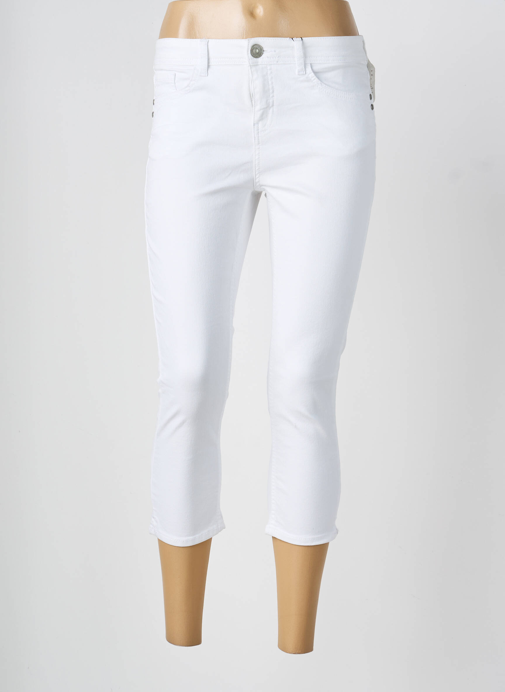 Pantalon 7/8 stretch taille basse blanc STREET ONE femme