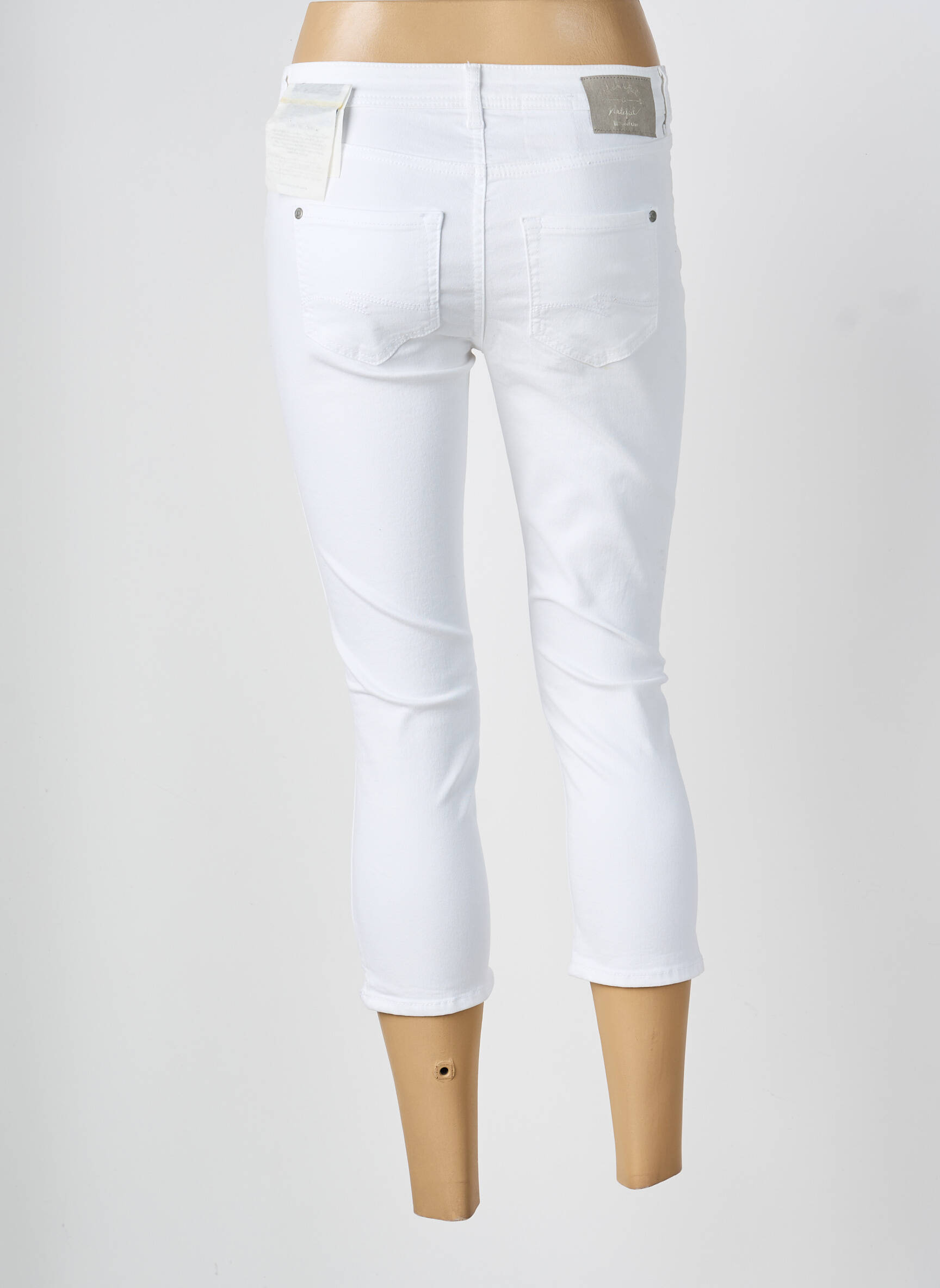 Pantalon 7/8 stretch taille basse blanc STREET ONE femme