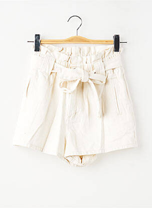 Short tissage denim taille haute beige SUNCOO femme