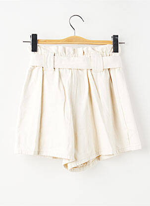 Short tissage denim taille haute beige SUNCOO femme
