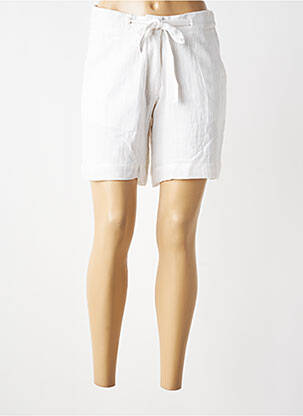Short fermeture zippée sous rabat avec crochet taille haute blanc VAN-DOS femme
