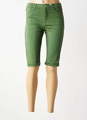 Bermuda tissage popeline taille normale vert KANOPE femme