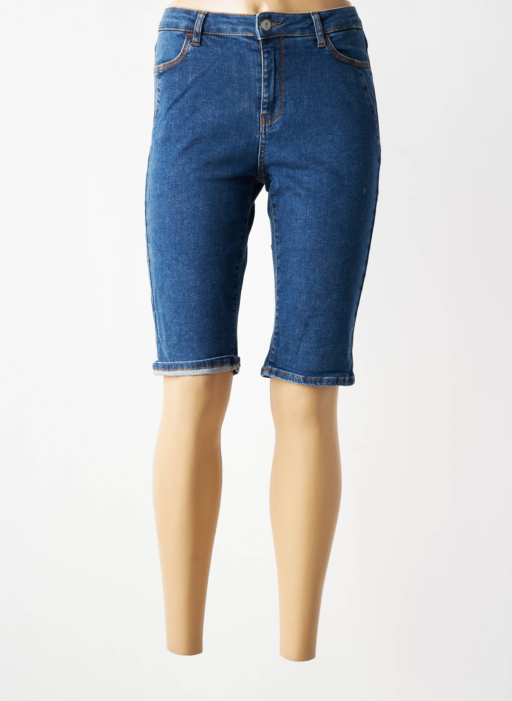 Bermuda taille haute taille haute bleu KANOPE femme