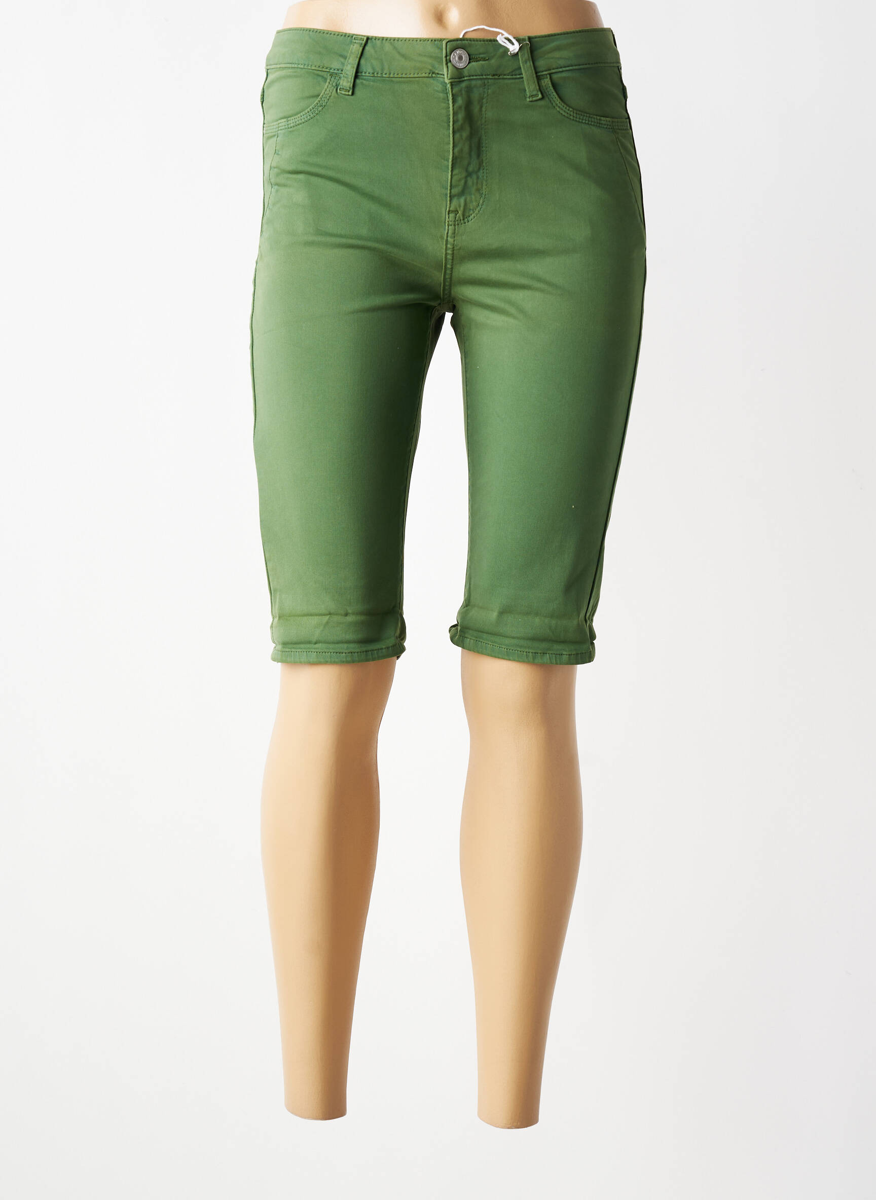 Bermuda tissage popeline taille normale vert KANOPE femme
