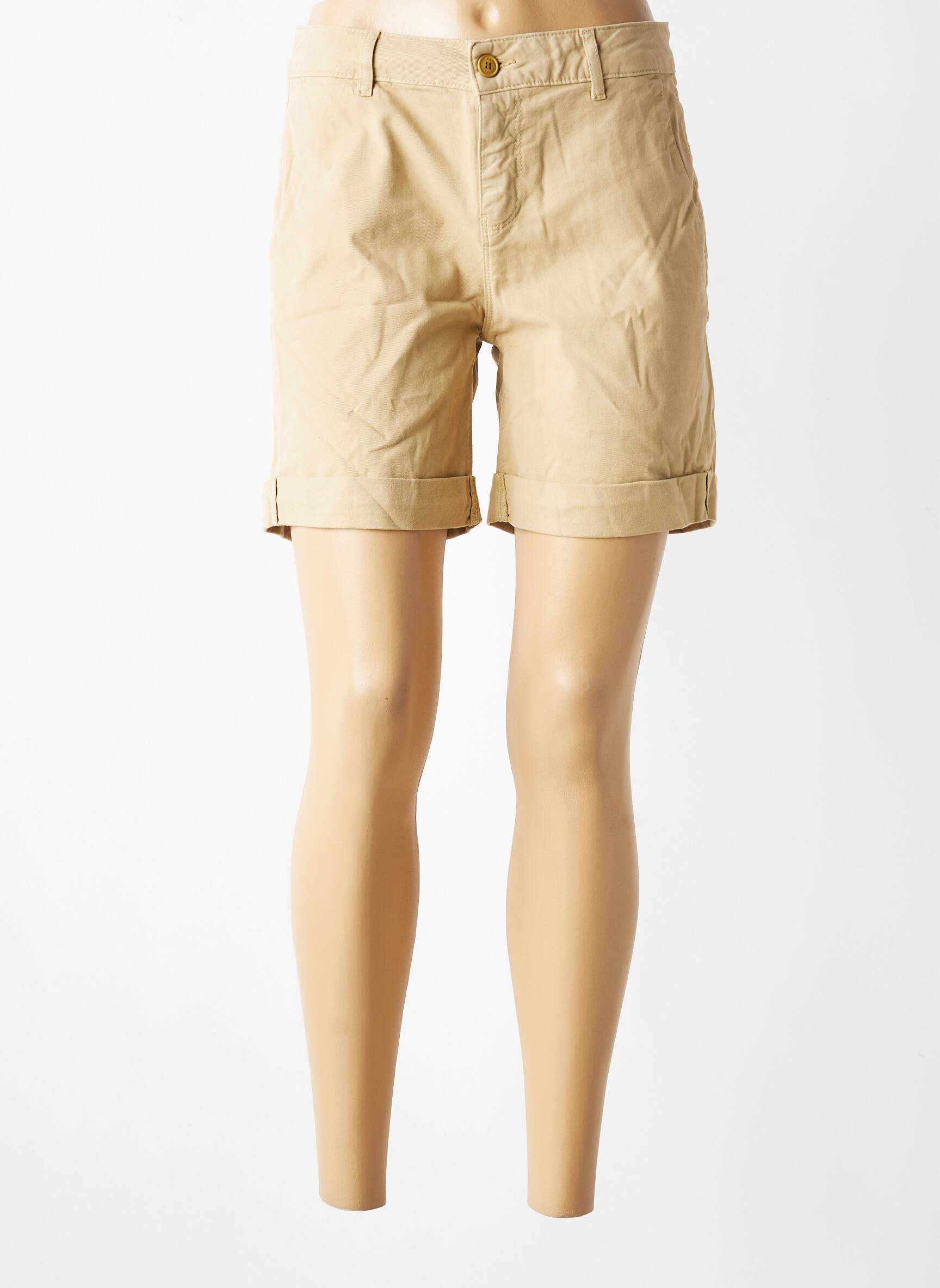 Short fermeture zippée sous rabat boutonné taille normale beige HAPPY femme