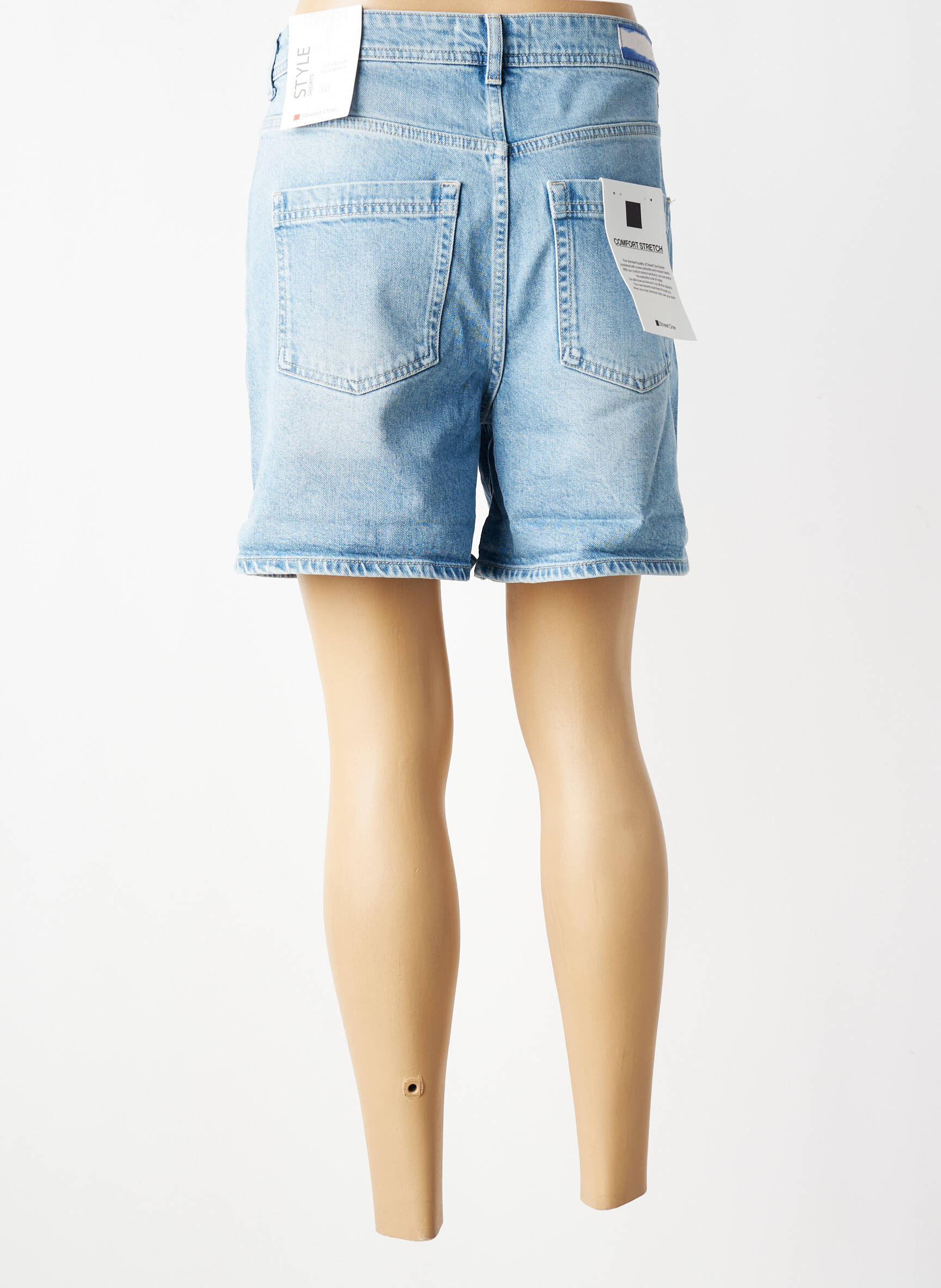 Short tissage denim taille haute bleu STREET ONE femme