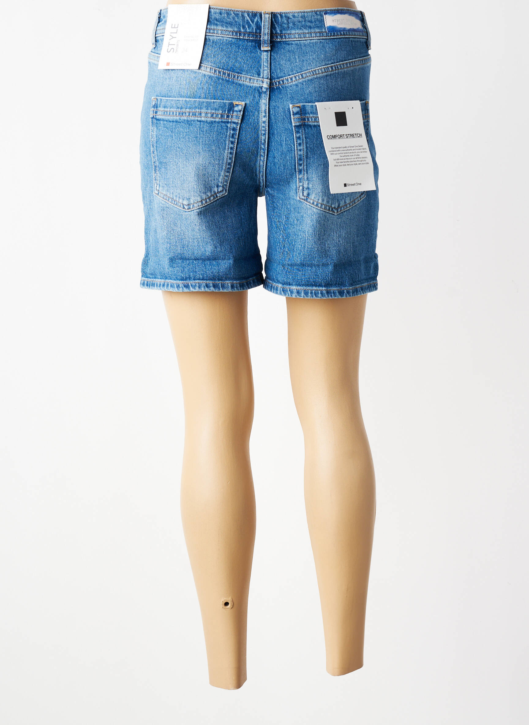 Short tissage denim taille haute bleu fonce STREET ONE femme