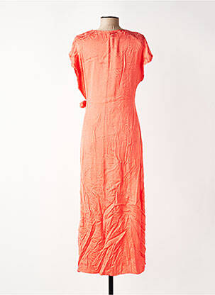Robe mi-longue manches courtes manches courtes orange SUNCOO femme