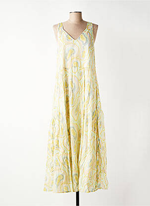 Robe longue imprimé fantaisie sans manche vert INDI & COLD femme