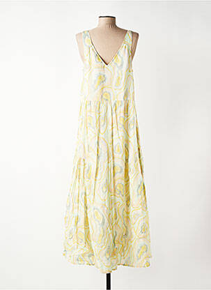Robe longue imprimé fantaisie sans manche vert INDI & COLD femme