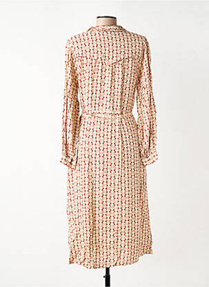 Robe mi-longue coupe fluide manches longues beige INDI & COLD femme