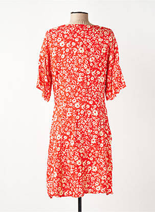 Robe mi-longue imprimé fleurs manches courtes orange FREEMAN T.PORTER femme
