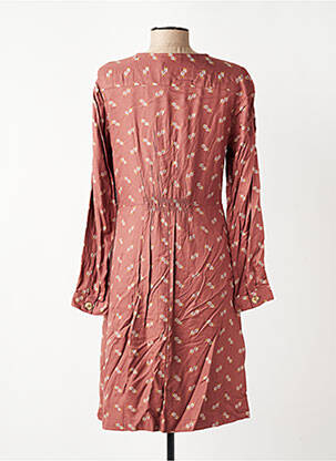 Robe mi-longue imprimé fleurs manches longues rose INDI & COLD femme