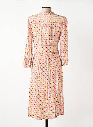 Robe mi-longue imprimé fantaisie manches longues rose INDI & COLD femme
