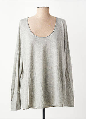 Pull tissage chiné manches longues gris AMERICAN VINTAGE femme