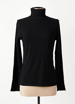 Pull col roulé coupe ajustée manches longues noir KANOPE femme