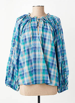Blouse légère et transparente manches longues bleu RUE MAZARINE femme