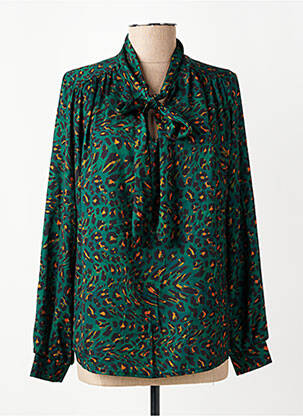 Blouse tissage popeline manches longues vert AMELIE & AMELIE femme