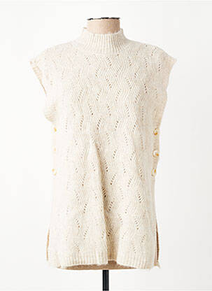 Pull coupe droite manches courtes beige INDI & COLD femme