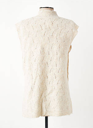 Pull coupe droite manches courtes beige INDI & COLD femme