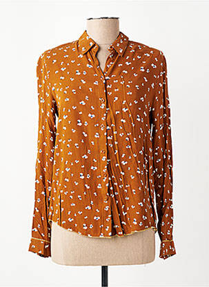 Chemisier imprimé fleurs manches longues marron YERSE femme