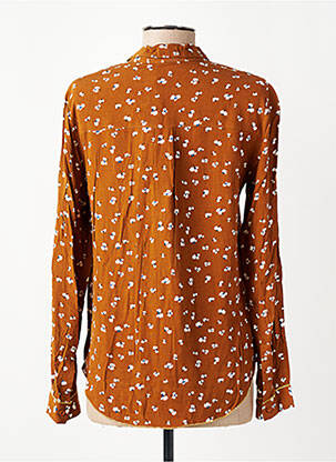Chemisier imprimé fleurs manches longues marron YERSE femme
